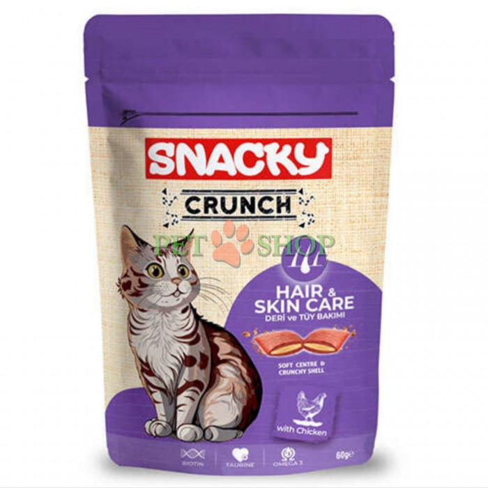 <p><strong>Snacky Crunch Hair Skin Care -&nbsp;</strong>дополнительное лакомство для взрослых кошек и котят старше 8 недель.</p>