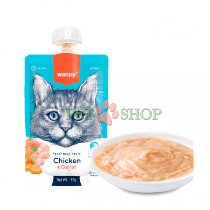 <p><strong>Wanpy&nbsp;Pastă din carne cu pui pentru pisici 90 gr</strong></p>