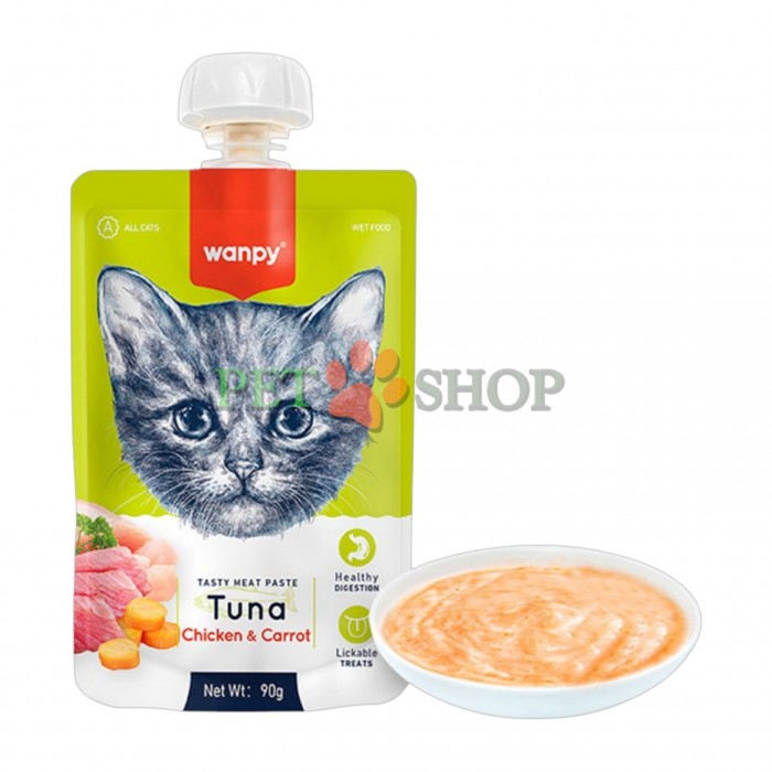 <p><strong>WANPY Мясная паста с тунцом&nbsp;для кошек, 90гр</strong></p>