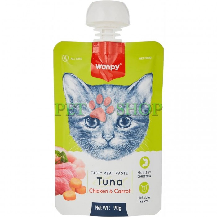 <p><strong>WANPY Мясная паста с тунцом&nbsp;для кошек, 90гр</strong></p>