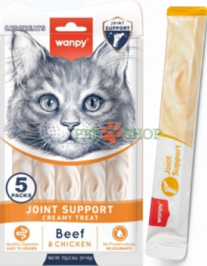 <p><strong>Wanpy Functional Creamy Treat Joint Support -&nbsp;</strong>лакомство с кремовой текстурой на основе говядины и курицы для поддержания здоровья суставов у кошек и котят всех пород возрастом от 3 месяцев,&nbsp;14 грамм 1 пакетик.</p>