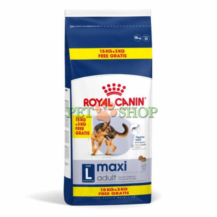 <p><strong>Полнорационный сухой корм для взрослых собак крупных размеров (вес собаки от 25 до 45 кг) в возрасте c 15 месяцев до 5 лет,&nbsp;15 kg + 3 kg GRATIS!</strong></p>