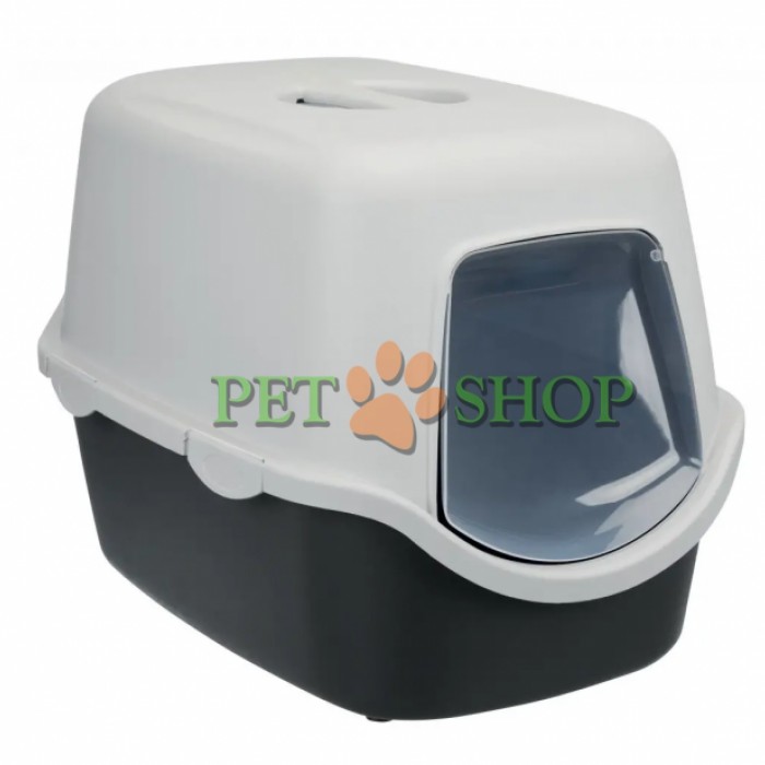 <p><strong>Trixie Кошачий туалет закрытого типа Vico. Двойной бортик для защиты от высыпания наполнитель за пределы лотка. Составные части туалета скреплены пластиковыми зажимами. Сверху маленькая ручка. Размеры: 56 &times; 40 &times; 40 см, Темно-серый/светло-серый.</strong></p>