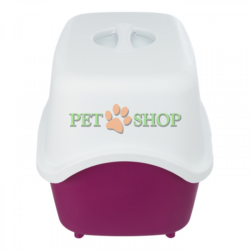 <p><strong>Двойной бортик для защиты от высыпания наполнитель за пределы лотка. Составные части туалета скреплены пластиковыми зажимами. Сверху маленькая ручка. Размеры: 56 &times; 40 &times; 40 см.&nbsp;</strong></p>