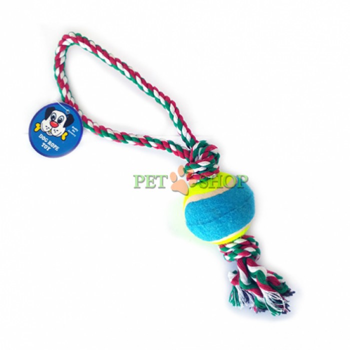 <p><strong>Веревочная игрушка с одним мячом, диаметр - 6 см, длина - 40 см</strong></p>
