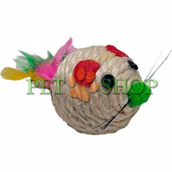 <p><strong>Игрушка веревочная с перьями Мордочка маленькая</strong></p>