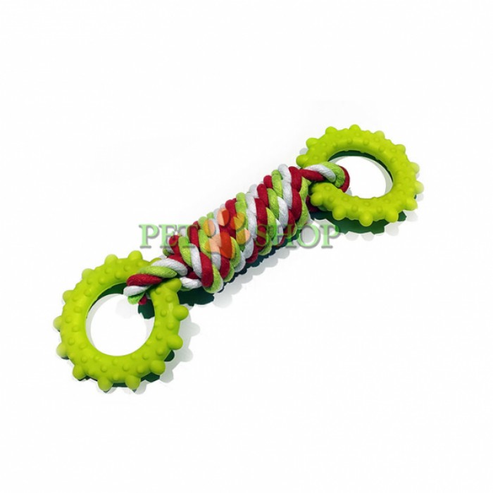 <p><strong>Jucărie de fr&acirc;nghie cu covrigi de cauciuc,&nbsp;25*8 см</strong></p>