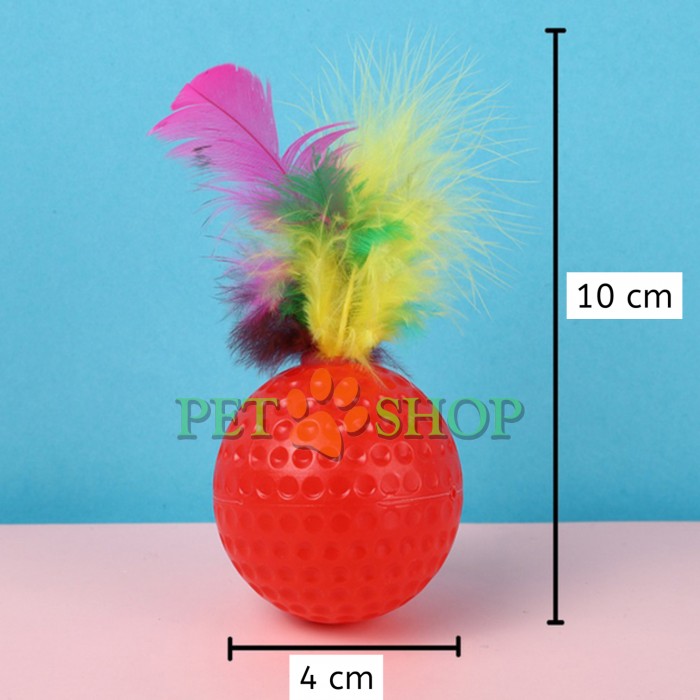 <p><strong>Игрушка&nbsp;для кошек и мелких пород собак, мяч с перьями</strong></p>