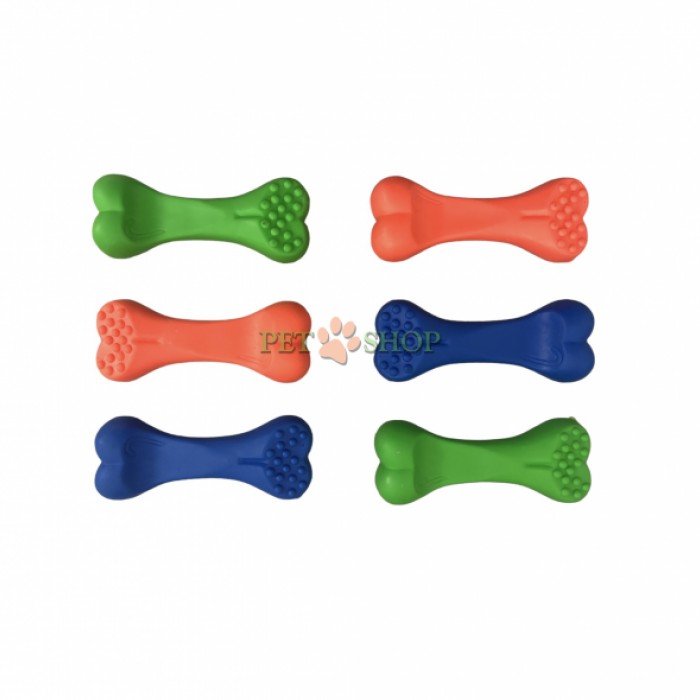 <p><strong>Игрушка резиновая "Кость" гладкая, Длина - 12 см, 100 граммм, разные цвета, 1 шт</strong></p>
