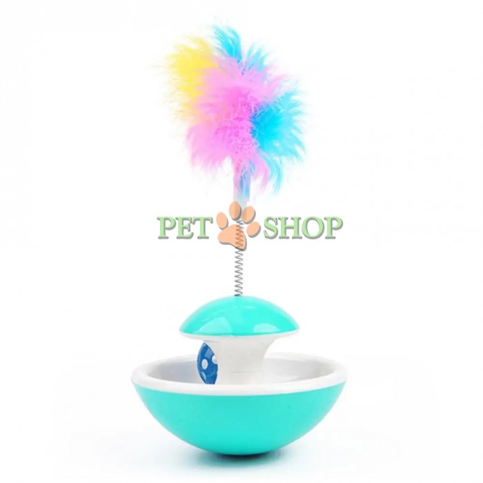 <p><strong>Интерактивная игрушка для кошек Неваляшка с мячиком и пером на пружине 18х12,5 см Микс цветов</strong></p>