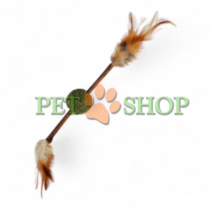 <p><strong>Игрушка для кошек палочка с мятой и перьями</strong></p>