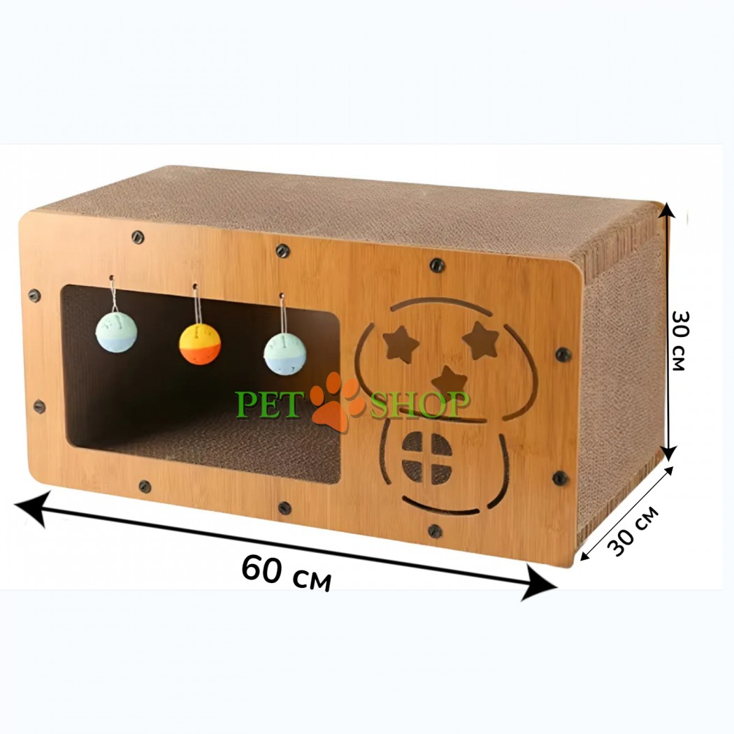 <p>Когтеточка картонная, домик- радио, 60*30*30 см</p>