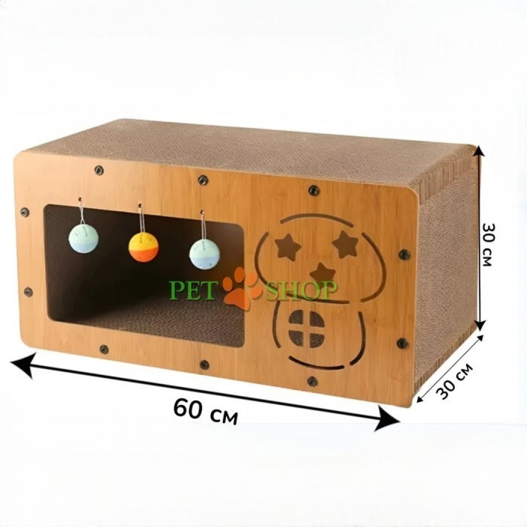 <p>Когтеточка картонная, домик- радио, 60*30*30 см</p>