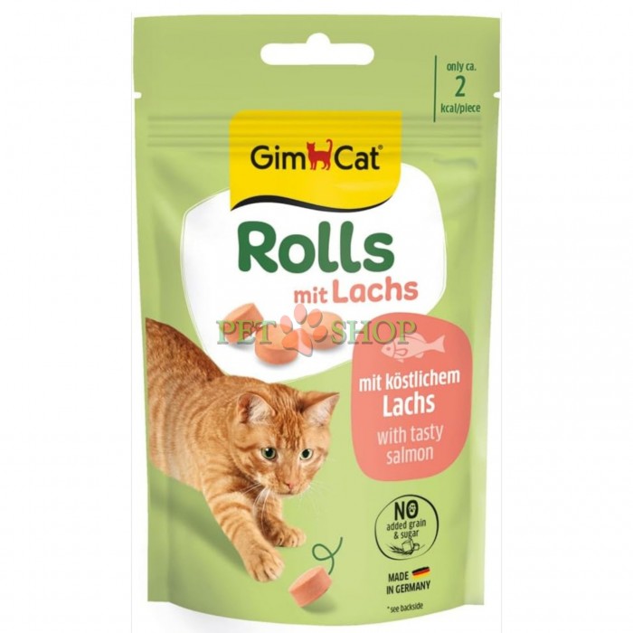 <p><strong>Gimcat Rolls Salmon</strong> -&nbsp;идеальное лакомство с лососем для игры и удовольствия. Их круглая форма позволяет им отлично катиться по полу, побуждая вашу кошку больше двигаться. В упаковке 40 гр находится примерно 80 шт.</p>