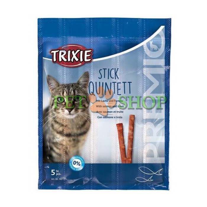 <p><strong>Палочки Trixie Premio Stick Quintett из мяса лосося и форели&nbsp;- не только вкусная, но и полезная добавка к рациону вашего питомца,&nbsp;5 шт по 25 грамм</strong></p>