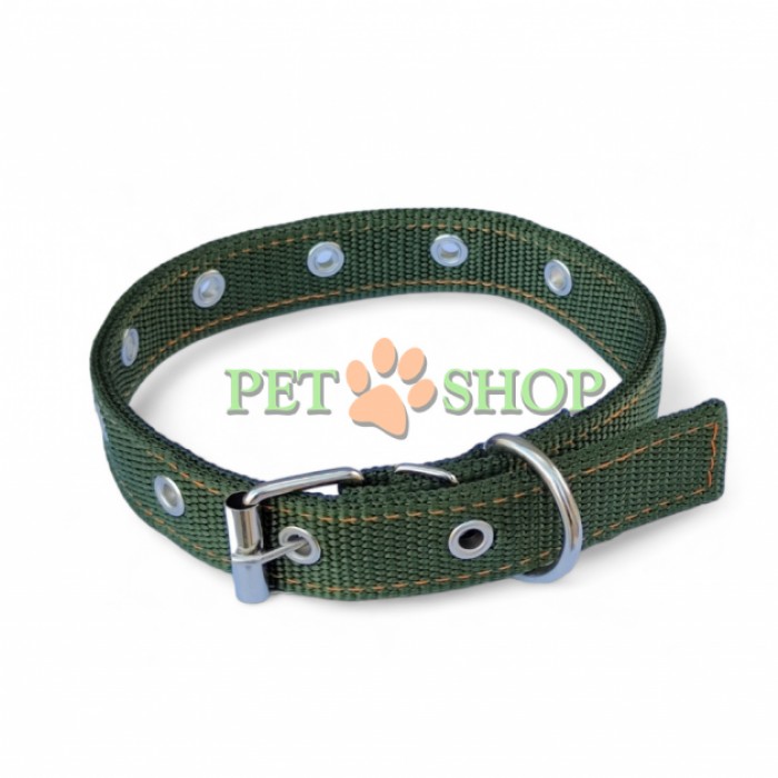 <p><strong>Ошейник брезентовый двойной безразмерный. Ширина: 2&nbsp;см, Длина: 50-55&nbsp;см.&nbsp;Цвет: зеленый.</strong></p>