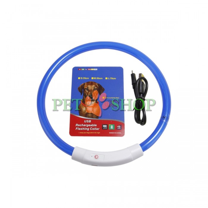 <p>Ошейник силиконовый светящийся с USB зарядкой, 70см, &nbsp;"L", разные цвета</p>