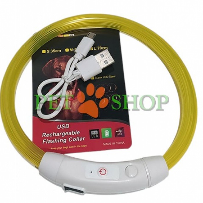 <p>Collier LED din silicon pentru vizibilitate pe timp de noapte, USB, 50 cm, mărimea L, defirite culori</p>