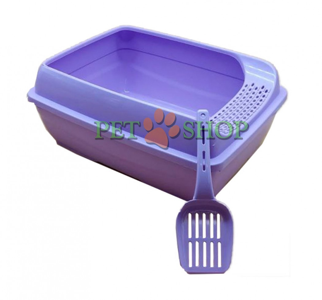 <p><strong>Туалет для кошек c высоким&nbsp;бортиком и с лопаткой 50*37*13,5 см&nbsp;, Турция</strong></p>

<p><strong>Цвета: темная вишня, сиреневый, мянтоловый и бирюзовый.</strong></p>