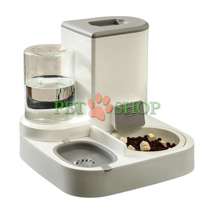 <p><strong>Dispozitiv automat pentru hranire 3 &icirc;n 1</strong> pentru pisici și c&acirc;ini de talie mică. Acesta este un dispenser combinat mecanic, care funcționează fără utilizarea electricității sau a bateriilor.</p>