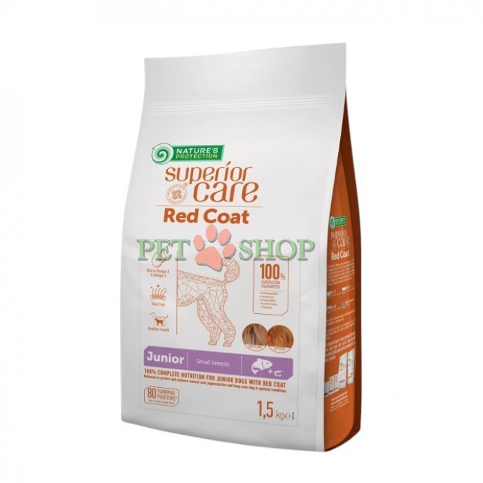 <p>Сухой беззерновой корм для юниоров с рыжей шерстью малых пород с лососем&nbsp; Nature's Protection Superior Care 1,5 кг с 2 до 12 месяцев.</p>