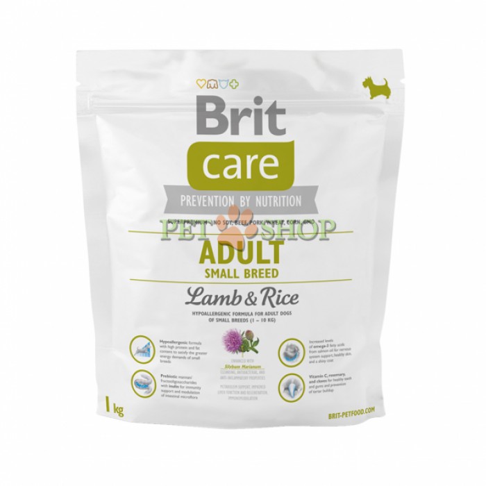 <p><strong>Brit Care Adult Small Breed Lamb & Rice 1 кг - Гипоаллергенная формула с ягненком и рисом для взрослых собак малых пород от 1 до 10 кг&nbsp;</strong></p>