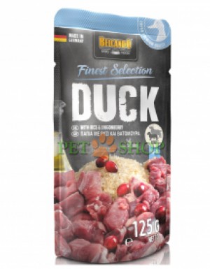 <p><strong>Консервированный корм Belcando Утка с рисом и брусникой - это вкусное мясо в корме для собак приправленое лучшими ингредиентами и приготавливается отдельными порциями.</strong></p>