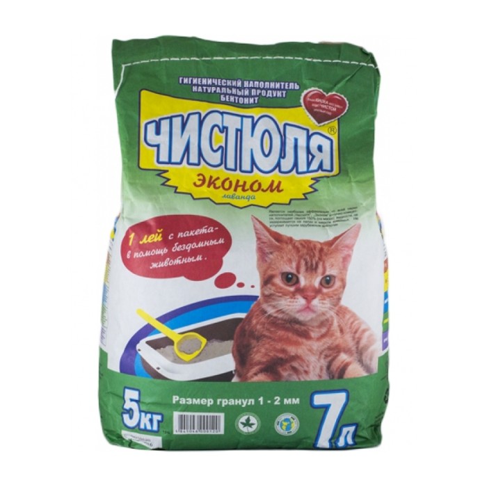 <p><strong>Наполнитель для кошачьего туалета Чистюля Эконом&nbsp;1-2&nbsp;мм 5 кг</strong></p>