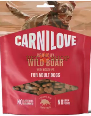 <p><strong>Carnilove Dog Snack Wild Boar with Rosehips</strong> &ndash; recompense crocante din carne de mistreț și măceșe, destinate c&acirc;inilor adulți de toate rasele. <strong>Fără cereale &ndash; Fără zahăr adăugat &ndash; Fără coloranți.</strong></p>