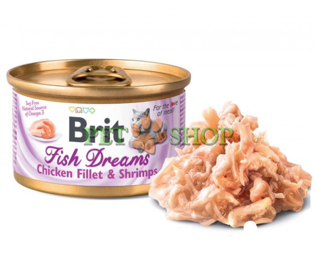 <p><strong>В состав корма входит куриное филе и креветки в соусе для отличного здоровья, самочувствия и красоты Вашего любимца.</strong></p>