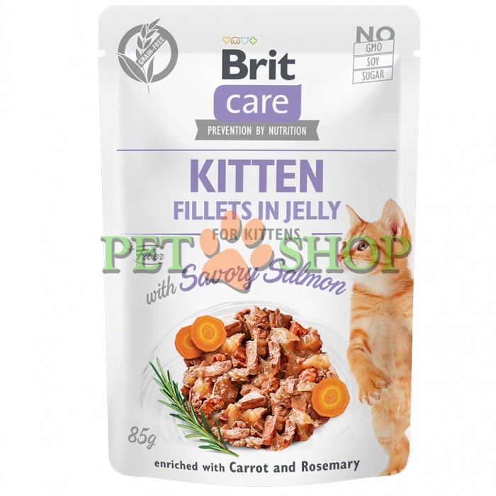 <p><strong>Fileuri &icirc;n jeleu cu somon savuros, &icirc;mbogățite cu morcov și rozmarin. Hrană umedă completă super-premium pentru pisoi.</strong></p>