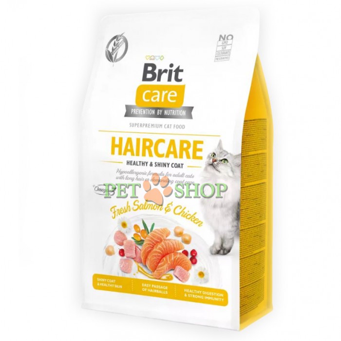<p><strong>HAIR CARE &laquo;Забота о шерсти. Красота и сияние&raquo;. Гипоаллергенный корм со свежим мясом лосося и курицы для взрослых кошек, шерсть которых требует дополнительного ухода.</strong></p>
