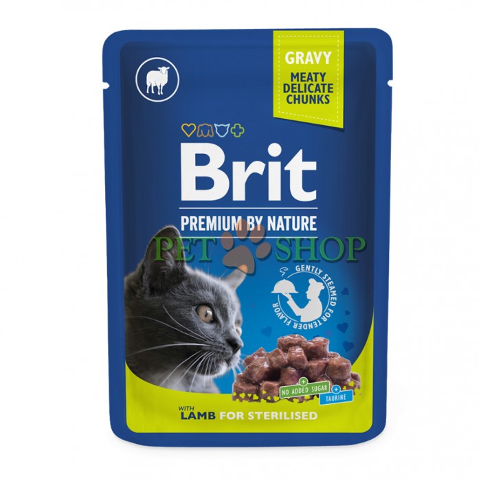 <p><strong>Cu bucăți de miel, &icirc;n sos.&nbsp;Hrană umedă premium completă, pentru pisici sterilizate.&nbsp;</strong></p>