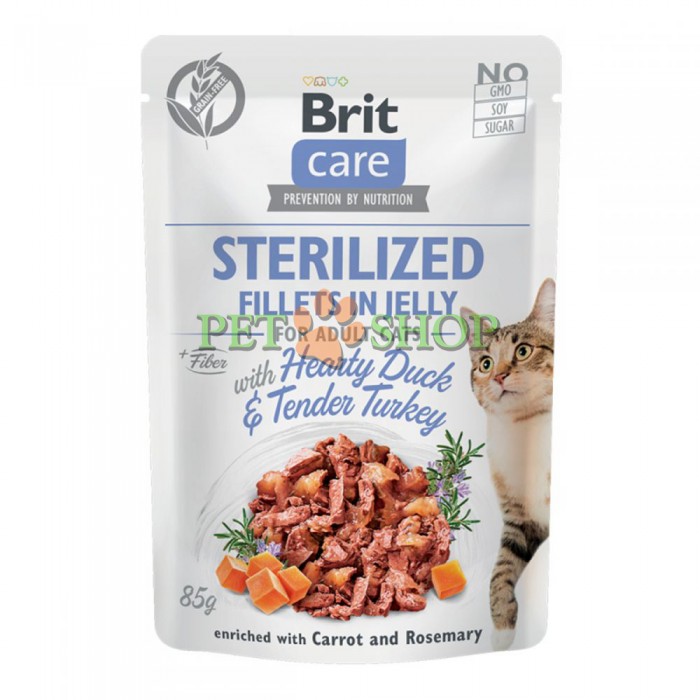 <p><strong>Brit Care Cat STERILIZED Hearty Duck & Tender Turkey&nbsp;Fillets in Jelly (пауч) Консервы с уткой и индейкой для стерилизованных кошек в желе</strong></p>
