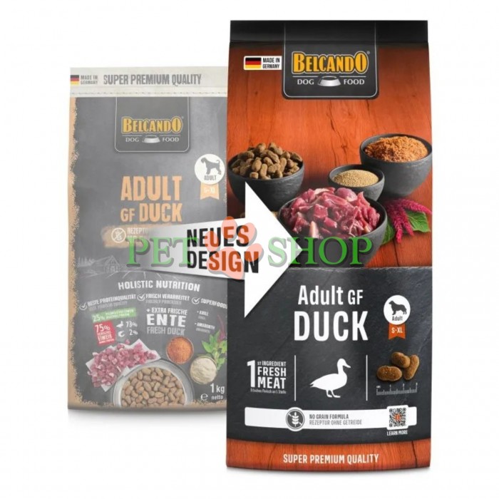<p>Belcando Grain Free Duck - pentru c&acirc;ini cu sensibilitate la cereale și nivel normal de activitate.&nbsp;Cu rață extra proaspătă.&nbsp;Rețetă fără cereale.&nbsp;Uşor digestibilă</p>