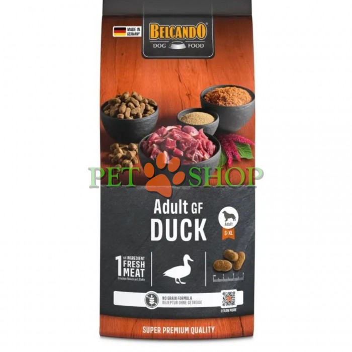 <p>Belcando Grain Free Duck - pentru c&acirc;ini cu sensibilitate la cereale și nivel normal de activitate.&nbsp;Cu rață extra proaspătă.&nbsp;Rețetă fără cereale.&nbsp;Uşor digestibilă</p>