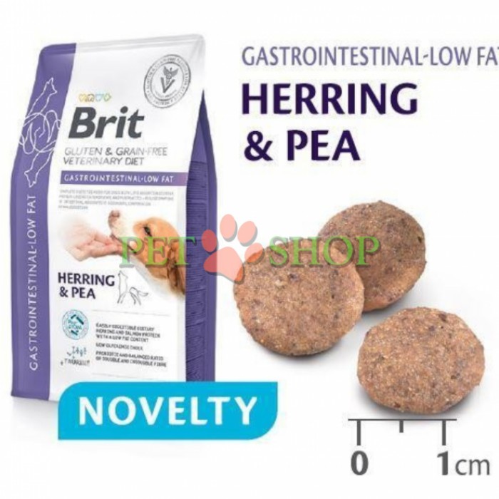 <p><strong>Brit VET Diet Dog Gastrointestinal-LOW FAT</strong>&nbsp;&mdash; полнорационный диетический корм для собак с мальабсорбцией липидов, энтеропатией с потерей белка и панкреатитом. Уменьшает нарушения всасывания в кишечнике и компенсирует нарушение пищеварения.</p>