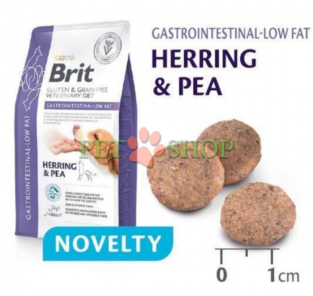 <p><strong>Brit VET Diet Dog Gastrointestinal-LOW FAT</strong>&nbsp;&mdash; полнорационный диетический корм для собак с мальабсорбцией липидов, энтеропатией с потерей белка и панкреатитом. Уменьшает нарушения всасывания в кишечнике и компенсирует нарушение пищеварения.</p>