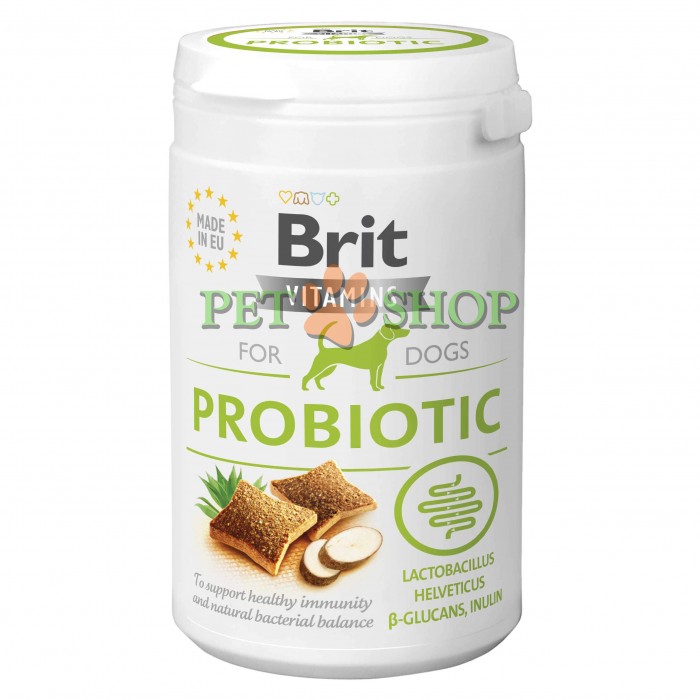<p><strong>Функциональный дополнительный корм для всех взрослых собак Brit Probiotic в виде лакомства.&nbsp;Эти полумягкие витамины рекомендуются для взрослых собак с проблемами пищеварения или собак, принимающих антибиотики.</strong></p>