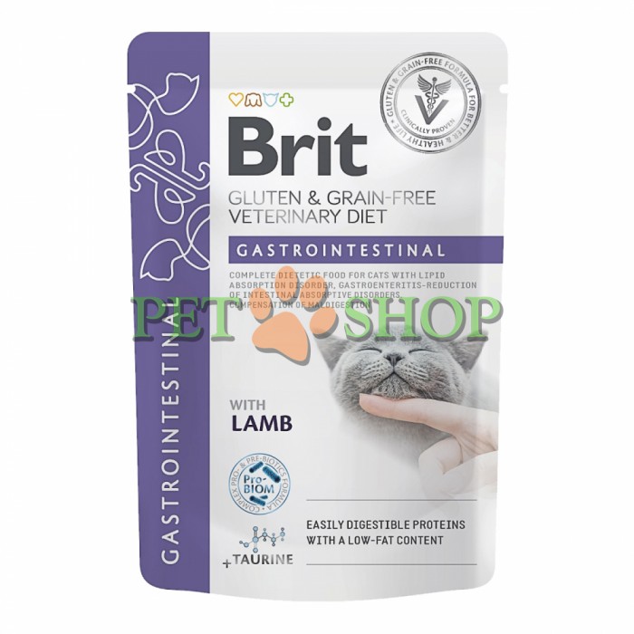 <p><strong>Brit Grain Free Veterinary Diet Gastrointestinal with Lamb Лечебные паучи для кошек при нарушении пищеварения с ягненком 85 gr</strong></p>
