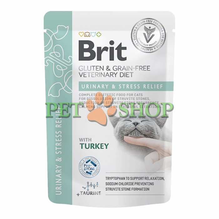 <p><strong>Brit GF VetDiets Urinary and Stress Relief - Brit GF VetDiets Urinary and Stress Relief - влажный корм для здоровья мочевыделительной системы и уменьшения стресса у кошек с индейкой 85 гр</strong></p>