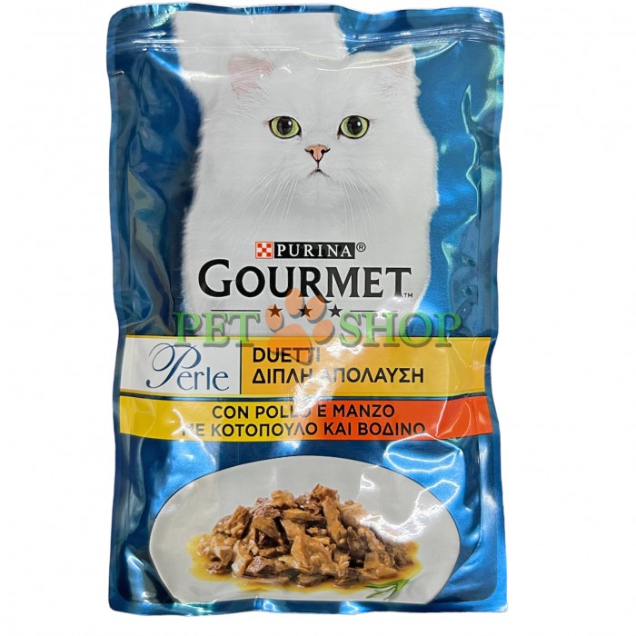 <p><strong>Gourmet Perle Duo с курицей и говядиной 85 гр</strong></p>