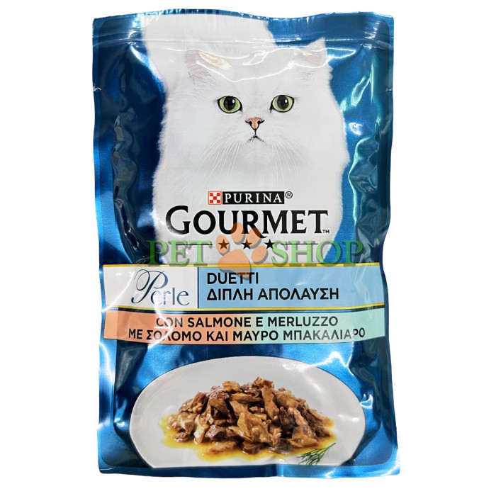 <p><strong>Gourmet Perle Duo с лососем и треской 85 гр</strong></p>