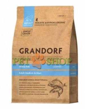 <p><strong>Сухой корм GRANDORF с белой рыбой для взрослых собак средних и крупных пород (Medium&Maxi White Fish)</strong></p>