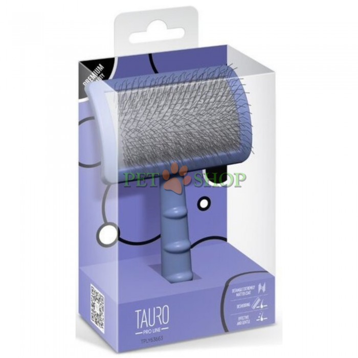 <p><strong>Tauro Pro Line</strong> - профессиональная пластиковая щетка изогнутой формы с антистатическим покрытием и мягкими зубцами из нержавеющей стали для ухода за всеми типами шерсти у кошек и собак. Инструмент тщательно расчесывает шерсть, распутывает колтуны и удаляет отмершие волоски.</p>