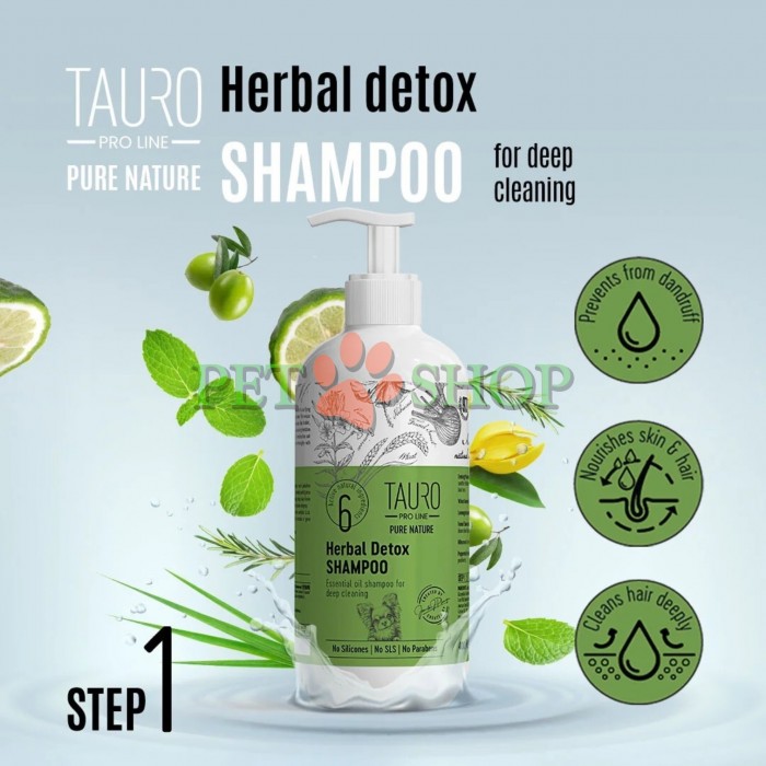 <p><strong>Tauro Pro Line Pure Nature Herbal Detox -&nbsp;</strong>шампунь для шерсти собак и кошек Tauro Pro Line Pure Nature глубоко очищающий Herbal Detox предназначен для удаления грязи и излишков жира, делая шерсть и кожу чрезвычайно чистыми. Уникальная формула из натуральных активных ингредиентов способствует глубокому увлажнению кожи и шерсти и эффективному очищению - идеально подходит для загрязненной, ослабленной шерсти, так как глубоко проникает в различные слои волоса от корней до кончиков.</p>