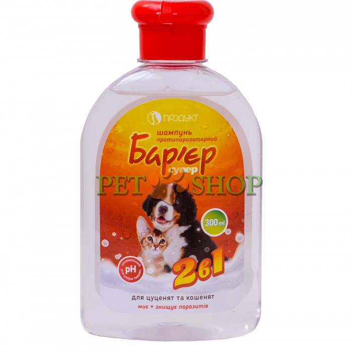 <p><strong>Шампунь Барьер &laquo;2 в 1&raquo; для щенков и котят 300 мл &ndash;&nbsp;прозрачная густая жидкость, которая легко пенится, со специфическим запахом</strong></p>