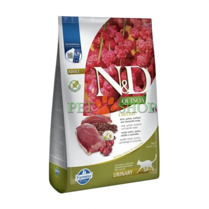 <p><strong>ND Cat Quinoa Urinary Duck,&nbsp;Cranberry&nbsp;</strong><strong> Adult&nbsp; - </strong>hrană completă fără cereale pentru pisici adulte de toate rasele. Formulă specială pentru susținerea sănătății tractului urinar și prevenirea urolitiazei.</p>