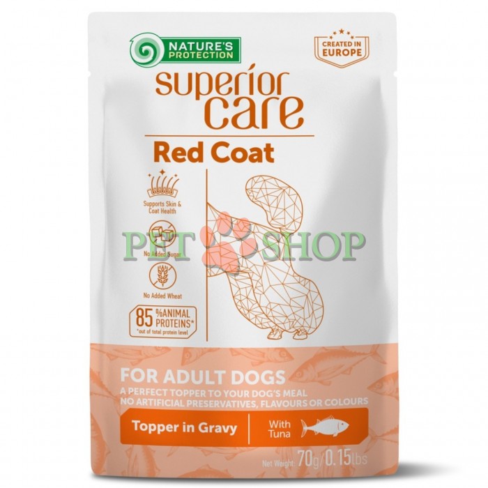 <p><strong>Natures Protection Superior Care Red Dogs Adult Tuna</strong> - дополнительный влажный корм с тунцом в аппетитном соусе для поддержания здоровья и красоты шерсти у взрослых собак с рыжим и коричневым окрасом.&nbsp;</p>