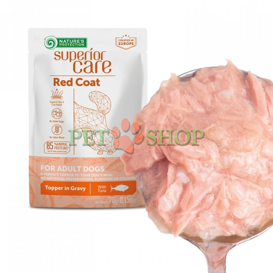 <p><strong>Natures Protection Superior Care Red Dogs Adult Tuna</strong> - дополнительный влажный корм с тунцом в аппетитном соусе для поддержания здоровья и красоты шерсти у взрослых собак с рыжим и коричневым окрасом.&nbsp;</p>